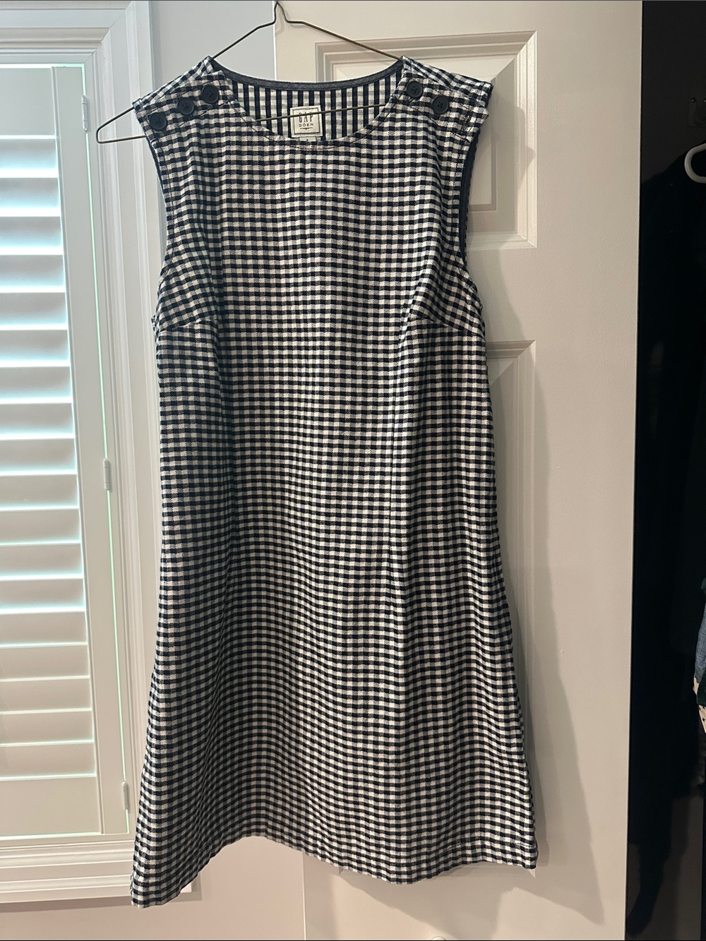 GAP x Doen Black & White Gingham Sleeveless Shift Dress